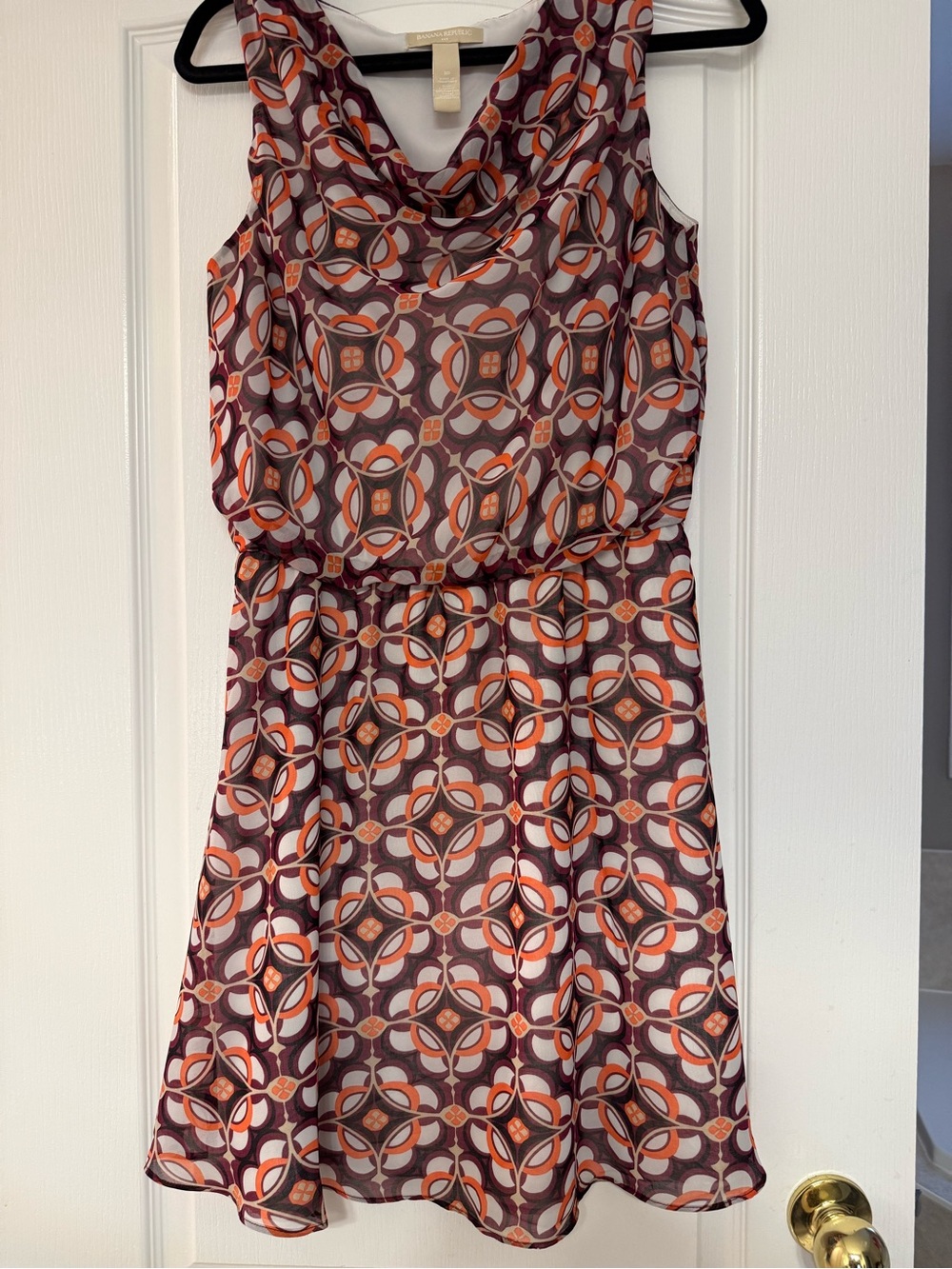 Banana Republic Burgundy and Orange Geometric Sleeveless Dress